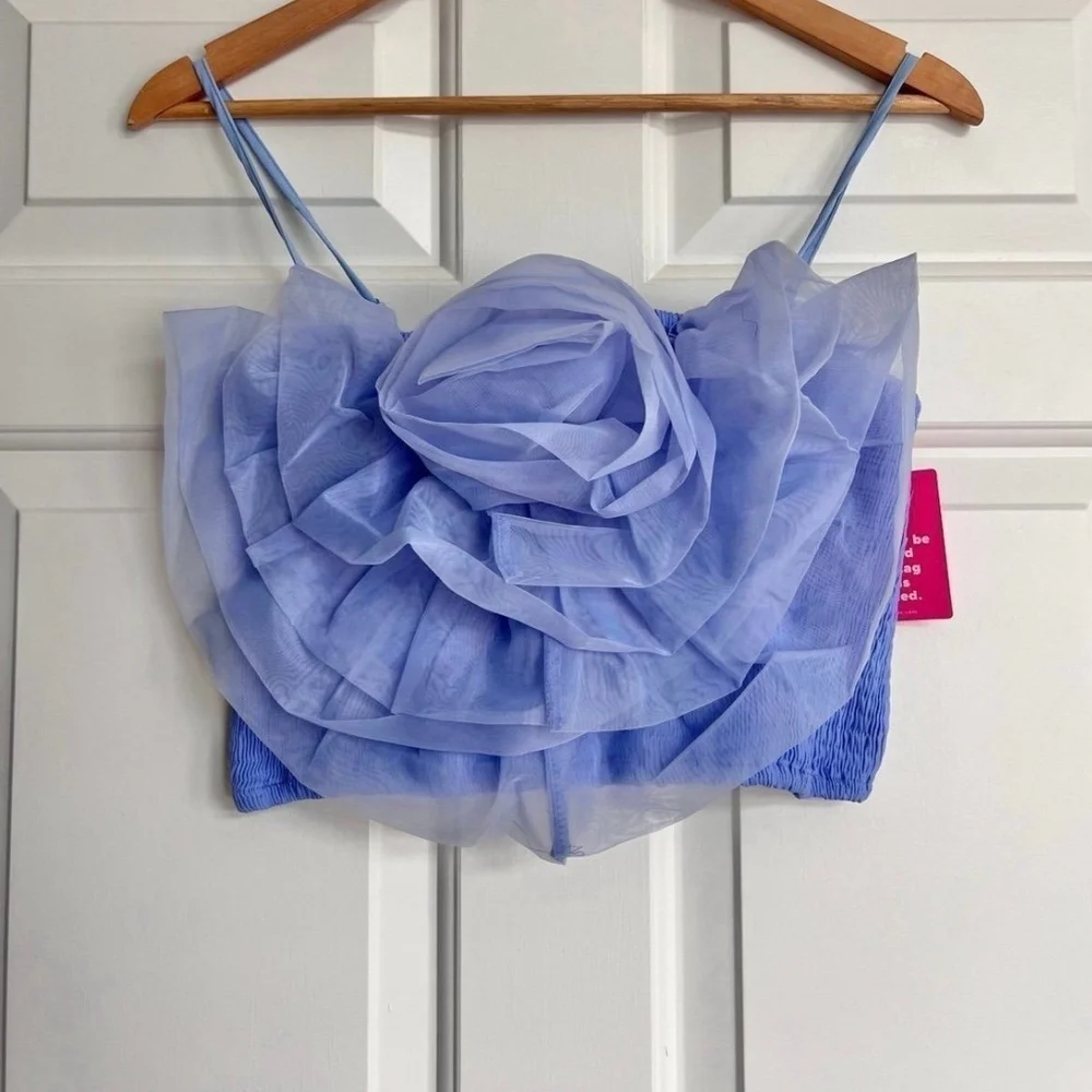 Chic Blue Ruffle Top - Picture 2 of 4